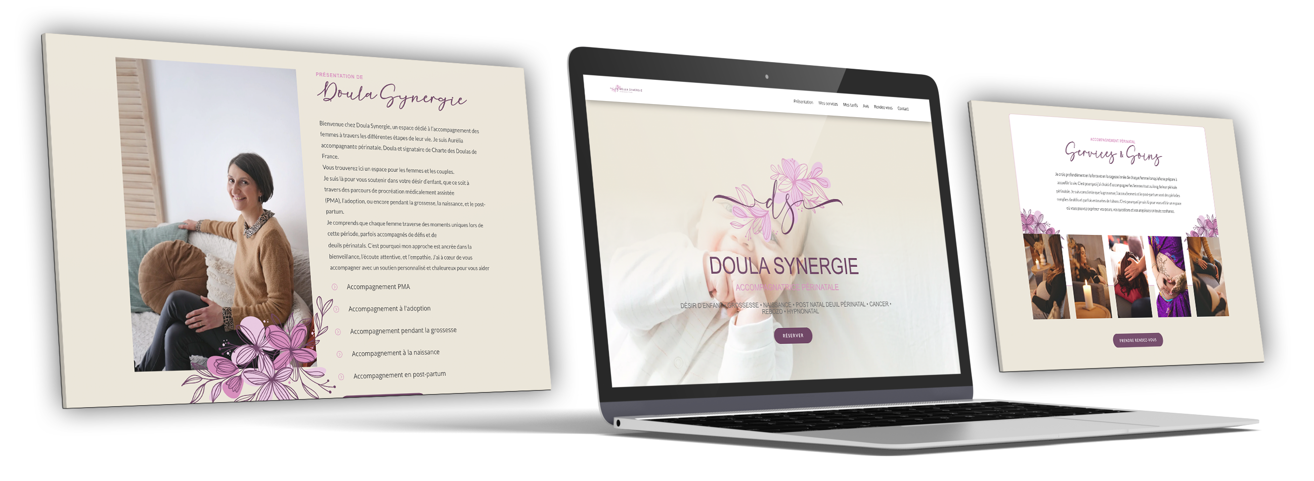 mockup laptop Doula synergie - creation site en ligne avec reservation