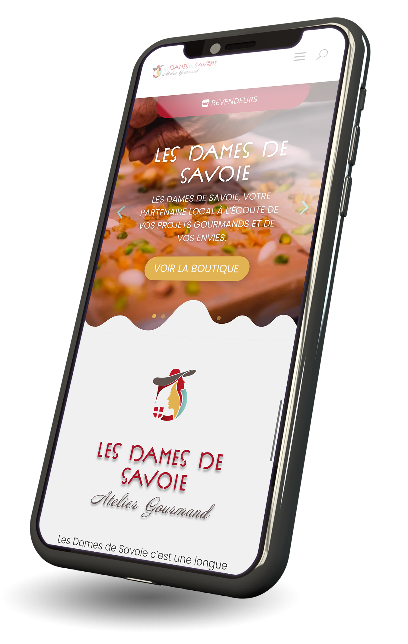 mockup phone Les dames de savoie - creation de boutisue en ligne à annecy