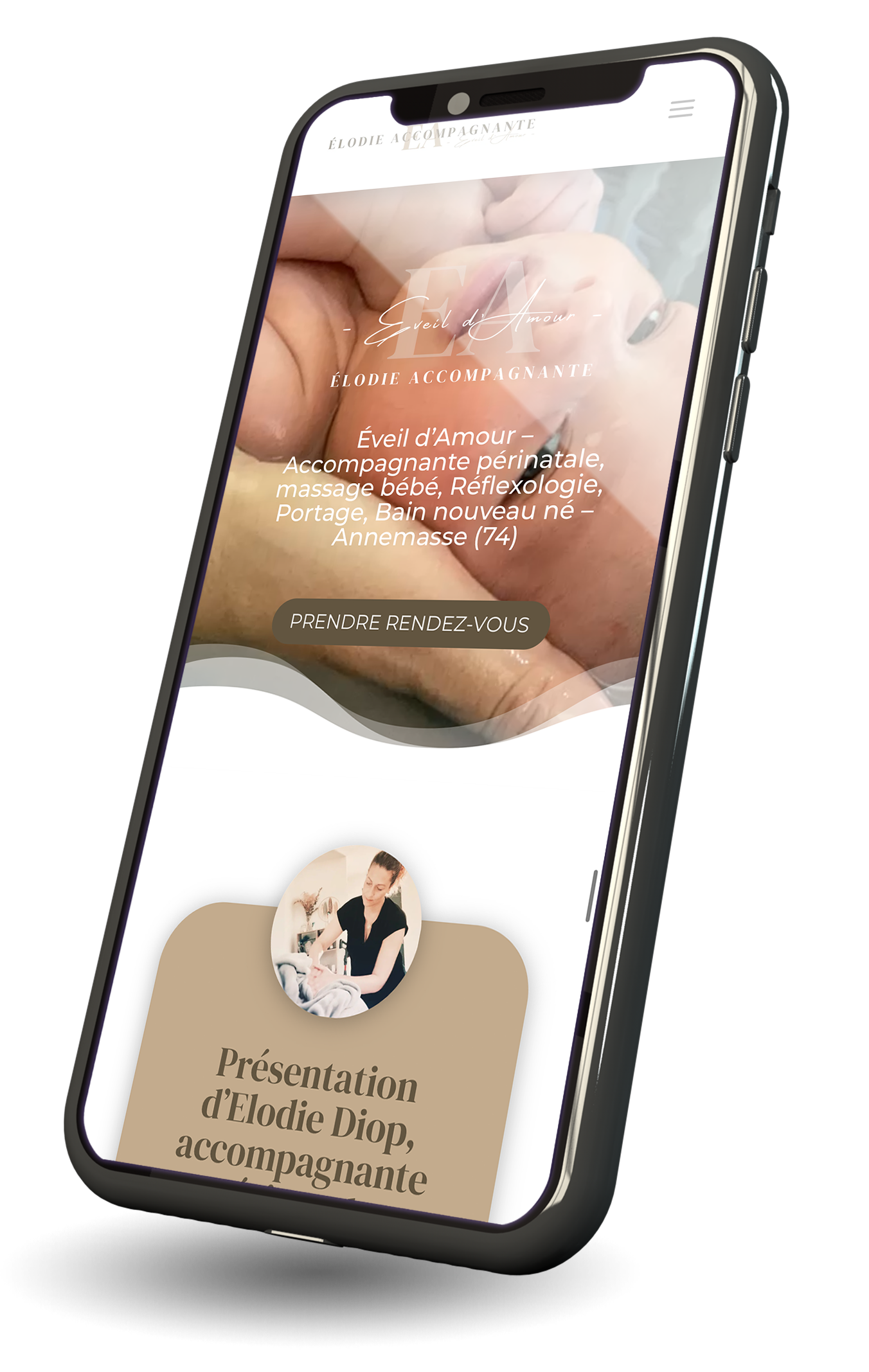 mockup phone florence thabuis - creation site vitre avec reservation
