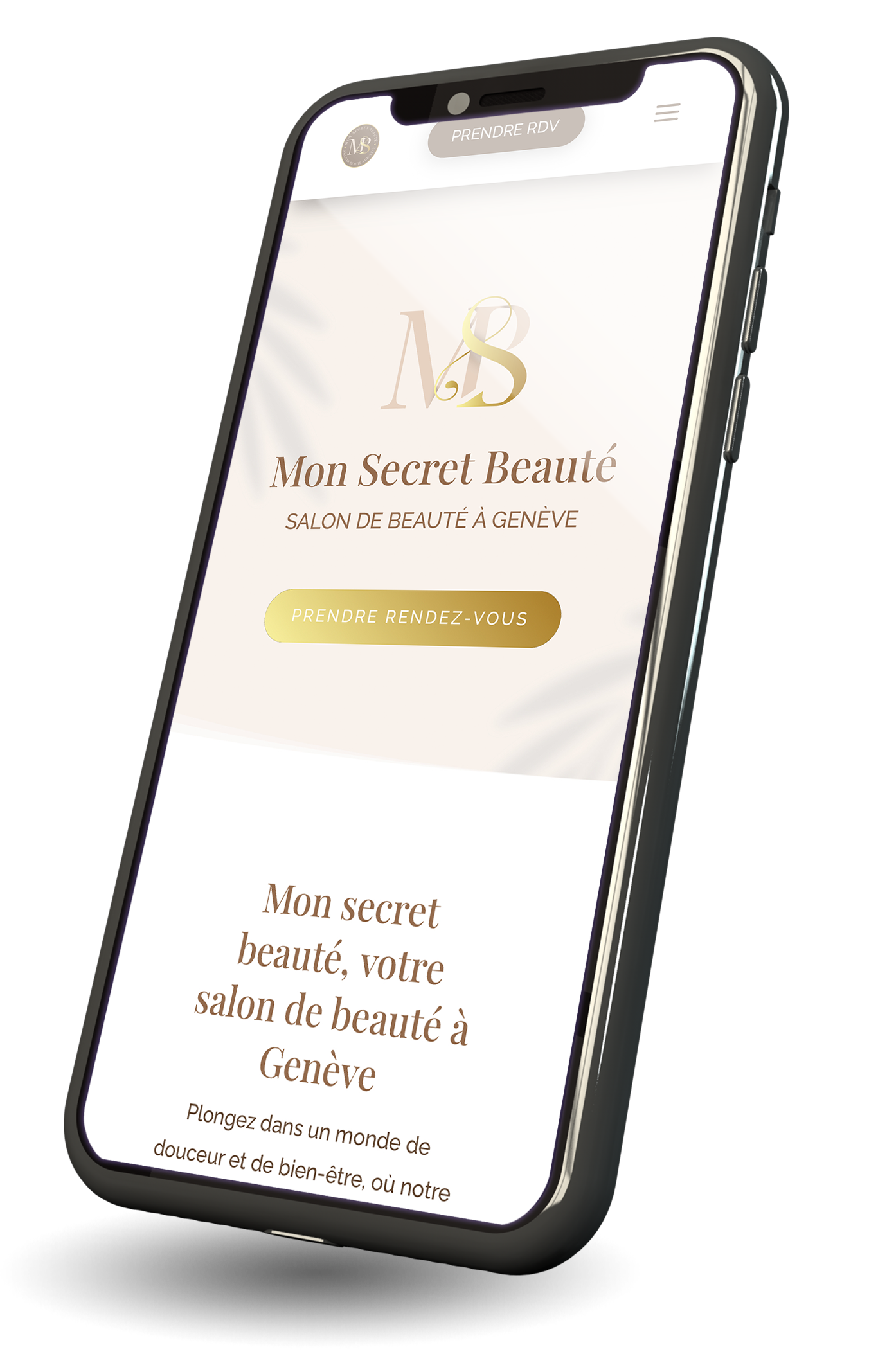 mockup phone mon secret beauté - creation de logo et site internet - salon de beauté à genève